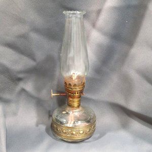 Vintage W. Braun Co. Clear Glass Oil Lamp